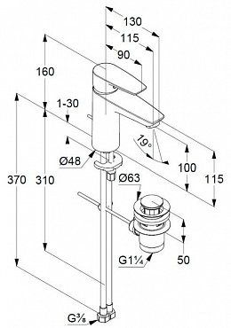 Смеситель для раковины KLUDI Pure and Solid (342900575) хром