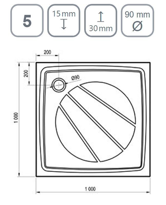 Каркас для душевого поддона Ravak Perseus 100x100 GR00002077 Черный