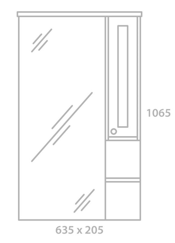 Зеркало RUSH со шкафчиком DEVON 65 Белый матовый, правый (DEM75165W)