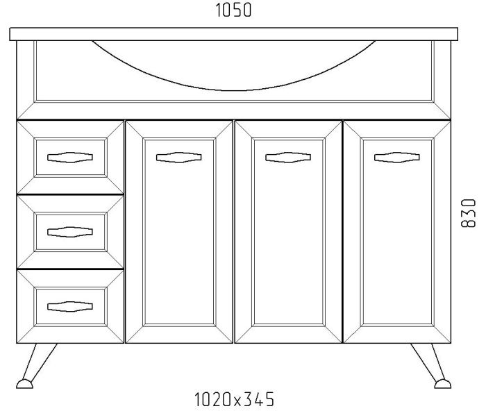 Тумба напольная RUSH FIJI 105 Белый глянец  (д/раковины Style 105) (FIS181105W)