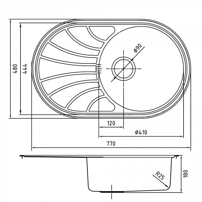 Кухонная мойка IDDIS  770*480, Suno S (SUN77SDi77)