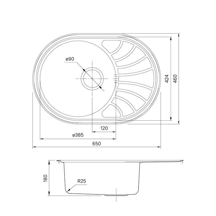 Кухонная мойка IDDIS  650*460, Suno S (SUN65SDi77)