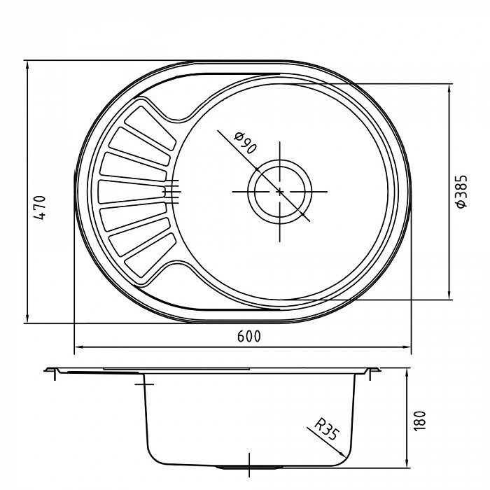 Кухонная мойка IDDIS 600*470, Suno S (SUN60SDi77)