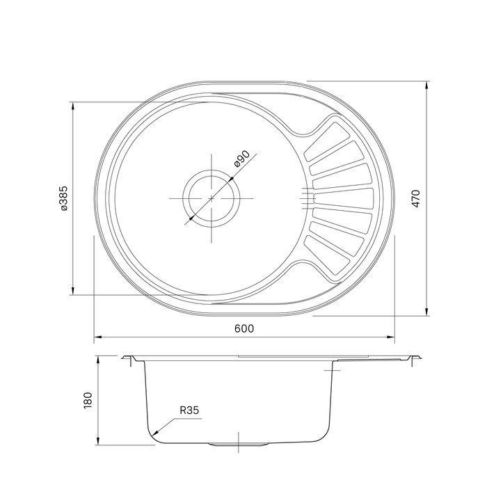 Кухонная мойка IDDIS 600*470, Suno S (SUN60PDi77)