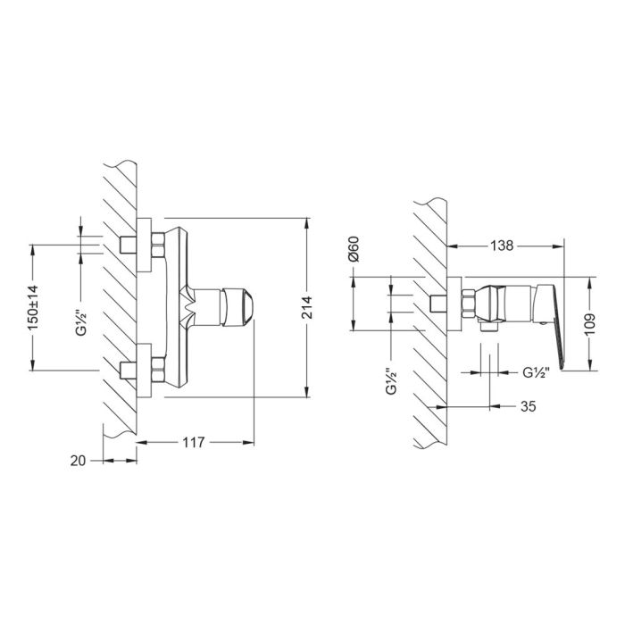 Смеситель для душа Lemark Point LM0303C, Хром