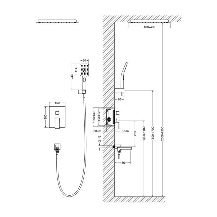 Душевая система TIMO встроенная золото матовое Selene (SX-2039/17SM)