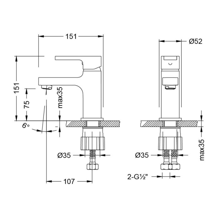 Смеситель для раковины Lemark Aura LM0606CH, Хром