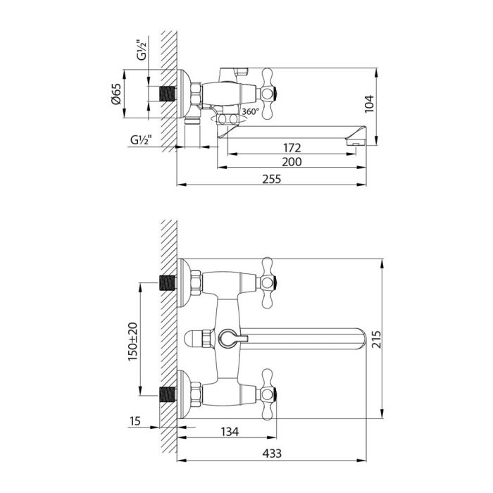 Смеситель для ванны Lemark Standard LM2113C универсальный, Хром