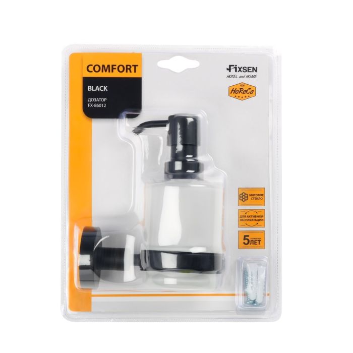 Дозатор жидкого мыла черный Fixsen Comfort  Black (FX-86012)