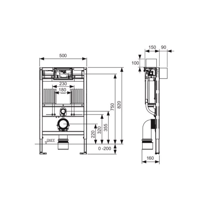 Инсталляция для унитазов-биде TECE Teceprofil (9300380) 820 мм