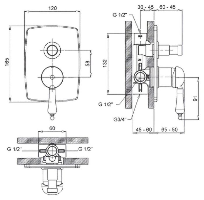 Смеситель для душа Margaroli Classica RU1008AA01GD Золото