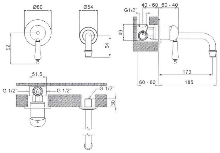 Смеситель для раковины Margaroli Classica RU1002AA01CR Хром