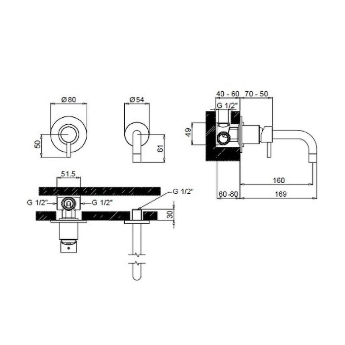 Смеситель для раковины Margaroli Moderna RU2002AA01CR Хром