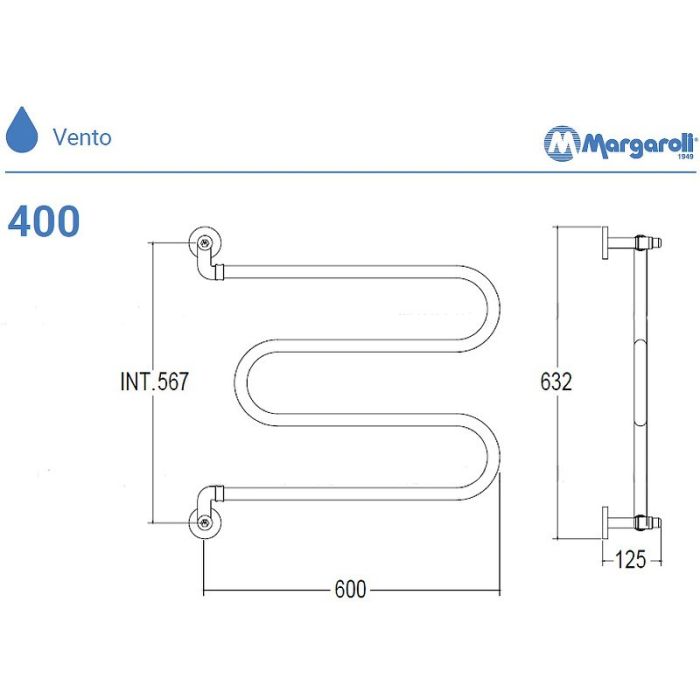 Водяной полотенцесушитель Margaroli Vento 400OB Бронза