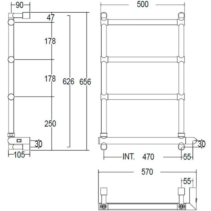 Электрический полотенцесушитель Margaroli Sole 542-4 BOX 5424704GONB Золото