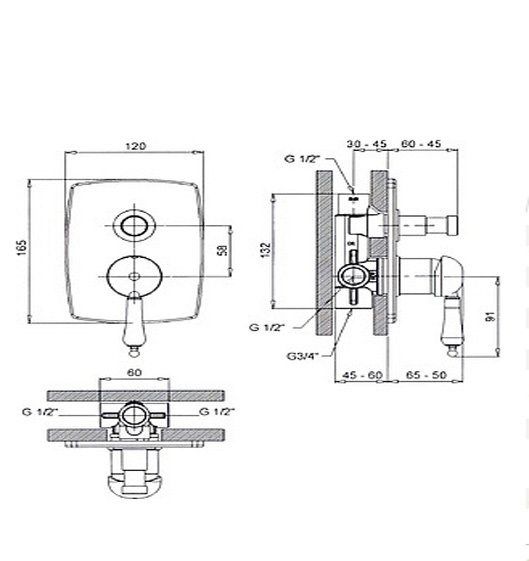 Смеситель для ванны (2в1), бронза Margaroli Classica RU1008AA01BR