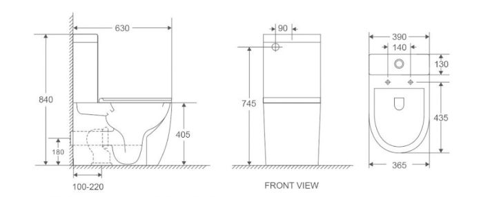 Унитаз-компакт безободковый D&K Matrix 630*365*840мм (DT1397016)