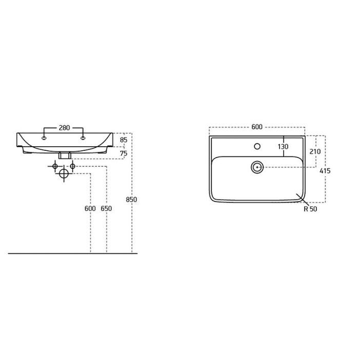 Раковина Lemark Neon 551360 60 см, цвет белый