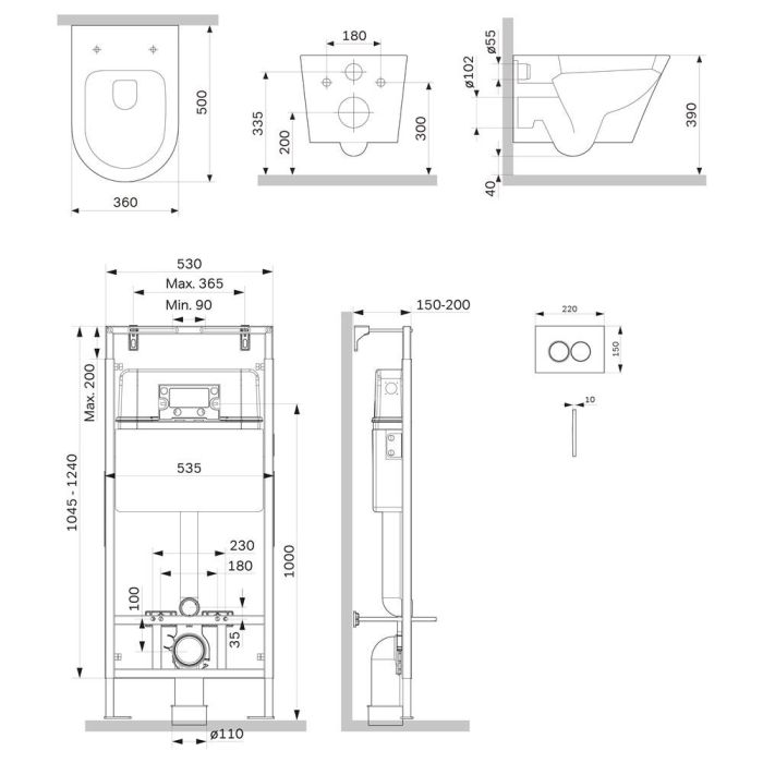 IS100101.741701 Инсталляция MasterFit с клав L глянц белый с подвес унит  Sense FlashClean с сид