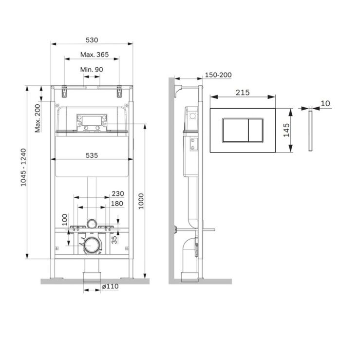 I012710.0201 MasterFit инсталляция для подвесного унитаза с клавишей ProC S, бел глянц