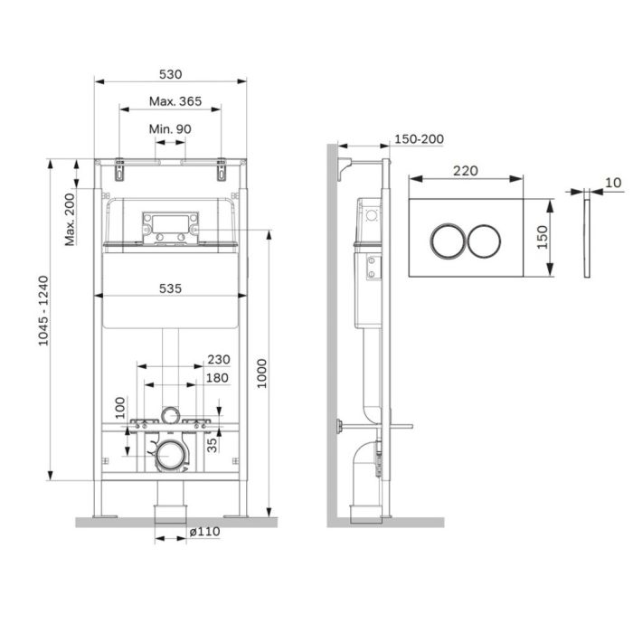 I012710.0151 MasterFit инсталляция для подвесного унитаза с клавишей ProC L, хром глянц