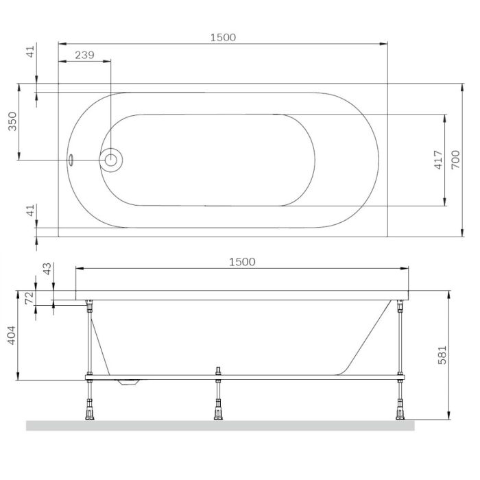 W94A-150-070W-A X-Joy Ванна акриловая 150х70