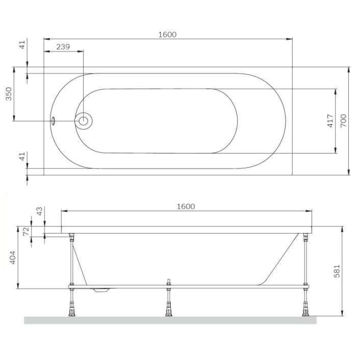 W94A-160-070W-A X-Joy Ванна акриловая 160х70