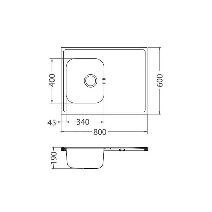 Мойка кухонная Alveus Classic Pro 30 SAT 800х600х190 нержавеющая сталь, с сифоном