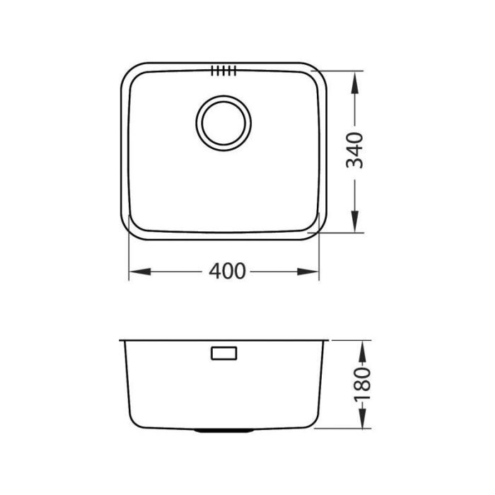 Мойка кухонная Alveus Luno 20 SAT FI 340х400х185 нержавеющая сталь, с сифоном