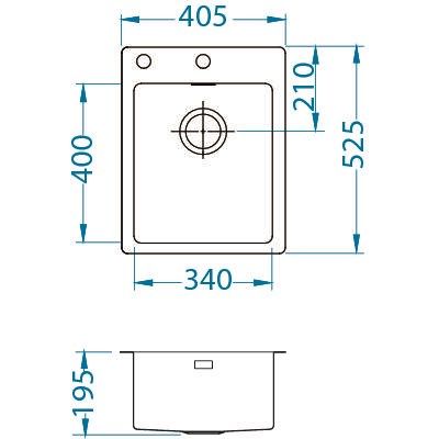 Мойка кухонная Alveus Pure 10 KMB 405х525х195 нержавеющая сталь, с сифоном