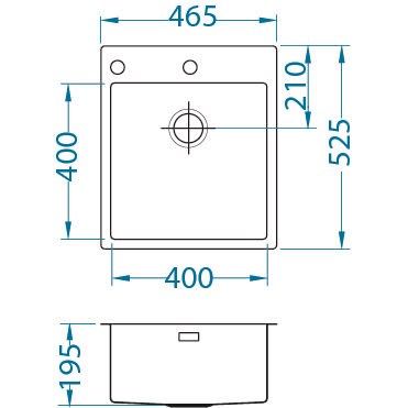 Мойка кухонная Alveus Pure 20 KMB 465х525х195 нержавеющая сталь, с сифоном