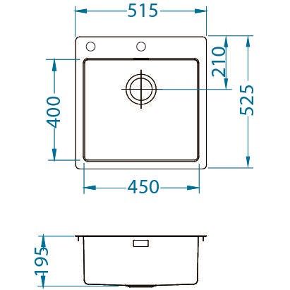 Мойка кухонная Alveus Pure 30 KMB 515х525х195 нержавеющая сталь, с сифоном