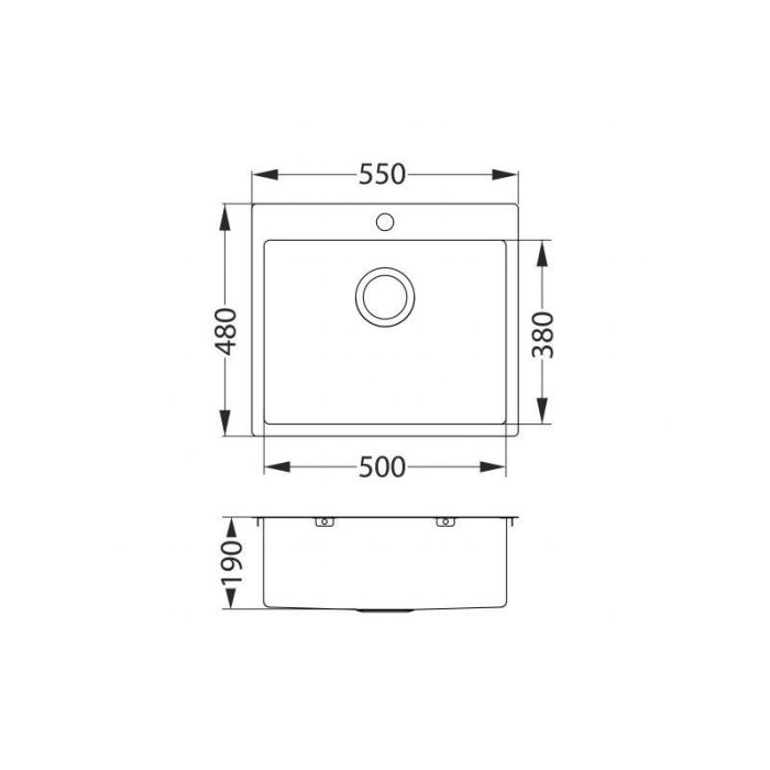 Мойка кухонная Alveus Quarto 10 BRS 550х480х190 нержавеющая сталь, с сифоном