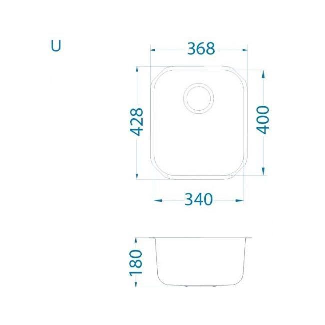 Мойка кухонная Alveus Variant 40 SAT 340х400х185 слив вдоль короткой стороны, нержавеющая сталь, с сифоном