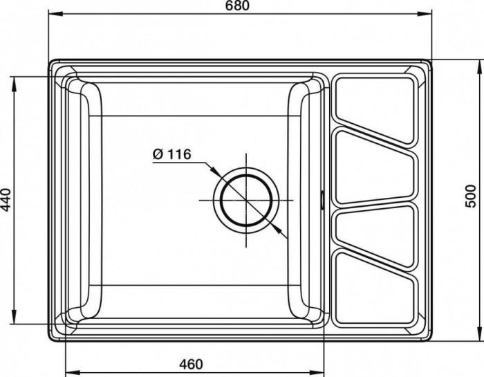 Кухонная мойка GranFest Vertex GF-V-680 L, 68х50 см, песочная