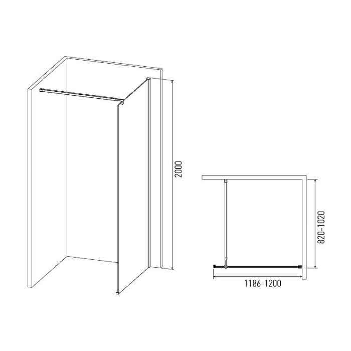 Душевая перегородка Alex Baitler AB29120B4 (1200x2000) тониррованное