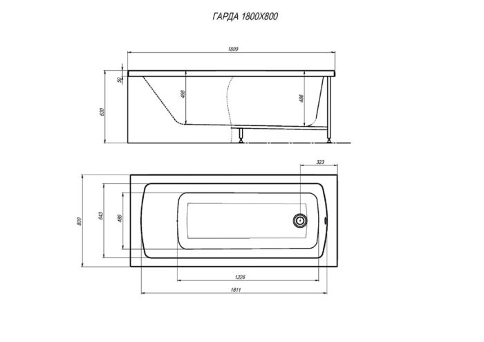 Акриловая ванна Alex Baitler GARDA 180*80 пустая, белая