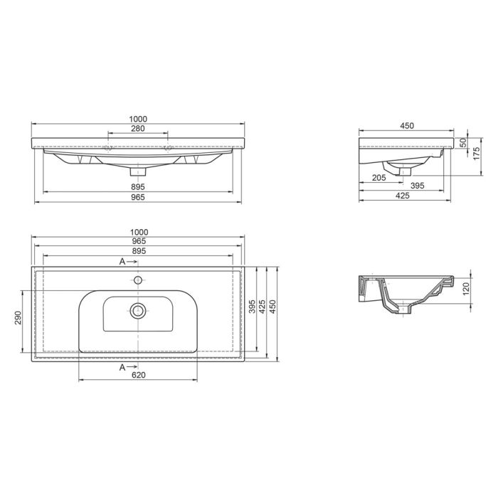 Умывальник мебельный Opadiris CeraStyle Frame 100