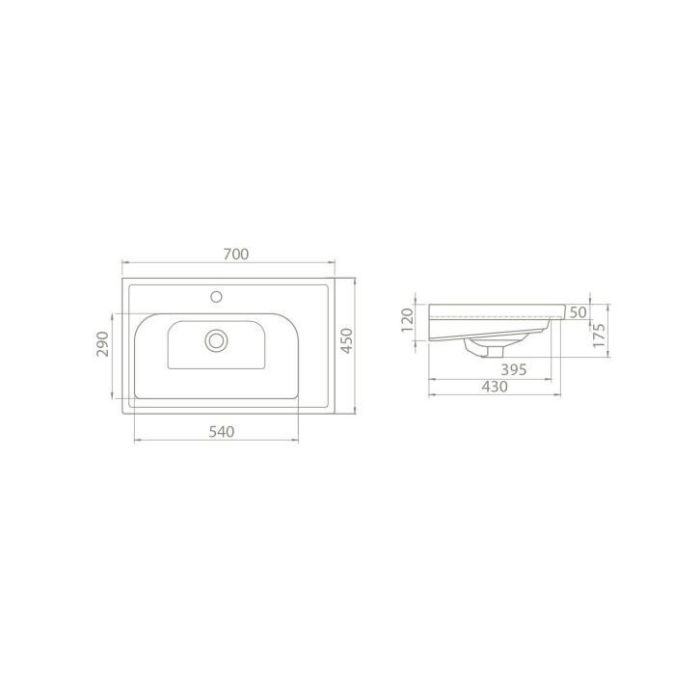 Умывальник мебельный Opadiris CeraStyle Frame 70