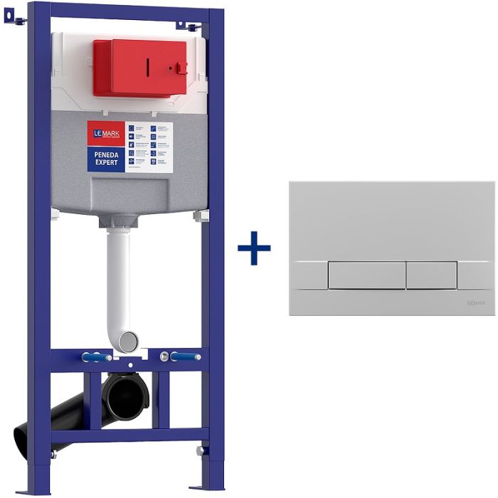 Комплект унитаза с инсталляцией Lemark Florex 100123425 с сиденьем Микролифт и клавишей смыва Хром матовый