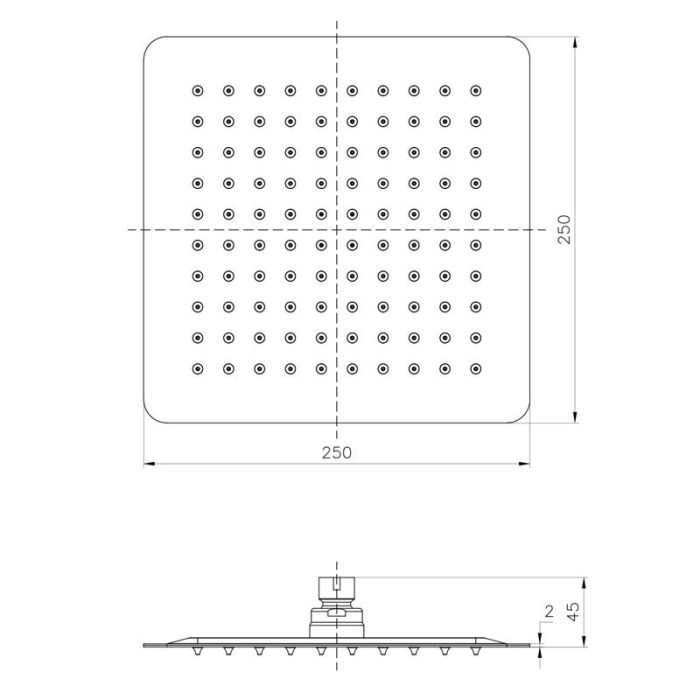 Верхний душ Lemark, 25 х 25 см, без держателя, черный матовый, LM9487BL