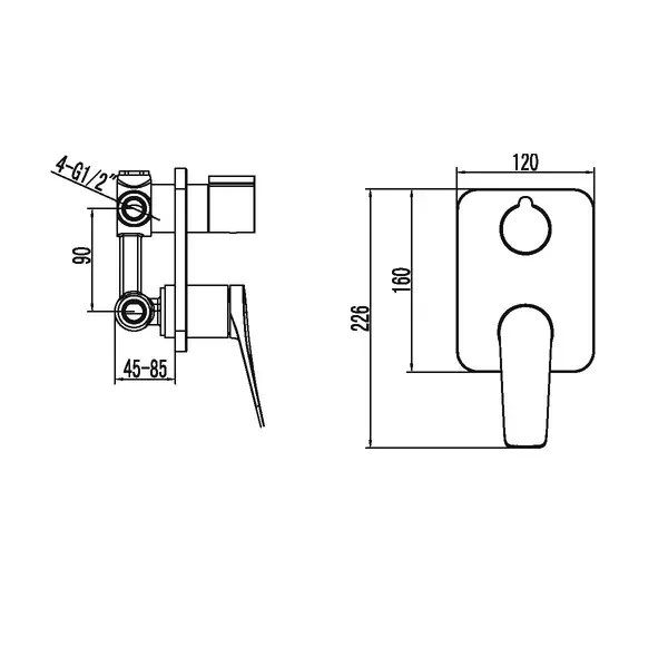 Смеситель Lemark Bronx LM3727GM для ванны и душа встраиваемый с 2-функц. дивертором, графит