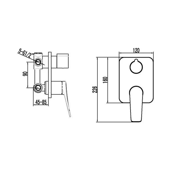 Смеситель Lemark Bronx LM3728BL для ванны и душа встраиваемый с 3-функц. дивертором, черный