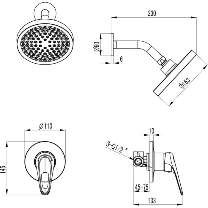 Смеситель Lemark Luna LM4120C для душа встраиваемый, хром