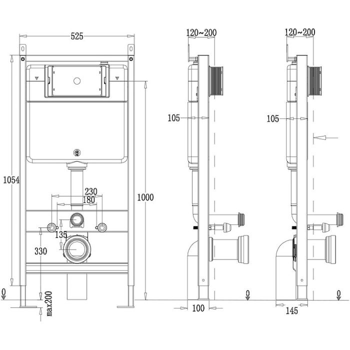 Комплект унитаза Point Меркурий PN41831GM с инсталляцией Элемент PN45120+PN44081BM Графит матовый с сиденьем Микролифт и Черной матовой клавишей смыва