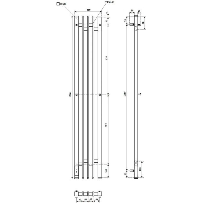 Электрический полотенцесушитель Point Фрея PN20732W П2 180x1200 диммер слева Белый