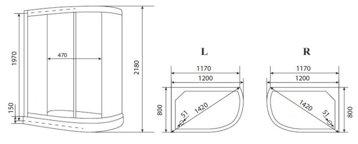 Душевая кабина Timo eco 120*80*215  (TE-0702L)