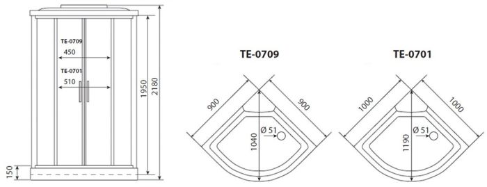 Душевая кабина Timo eco 90*90*215  (TE-0709)