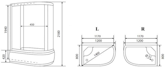 Душевая кабина Timo eco 120*80*218  (TE-0720R)