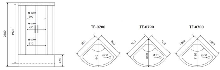 Душевая кабина Timo eco 90*90*218  (TE-0790)